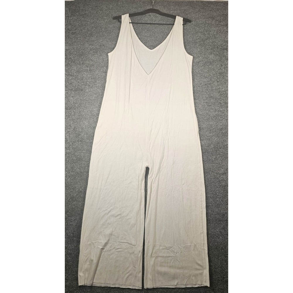 Lunya Pima Cotton Jumpsuit Womens Size XL White Pajama Quiet Luxury